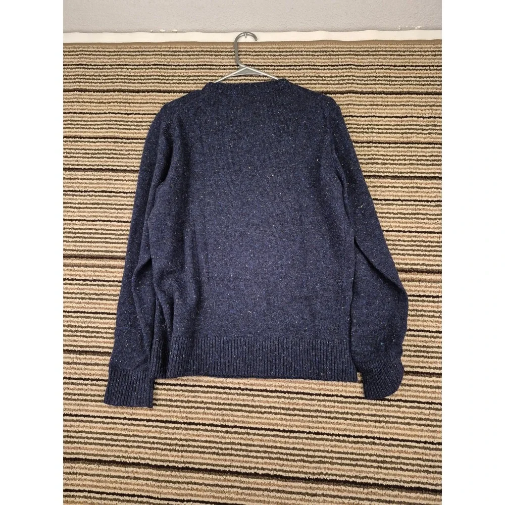 J.Crew Mens Wool Blend Crewneck Sweater Navy Blue Flecked Knit Medium